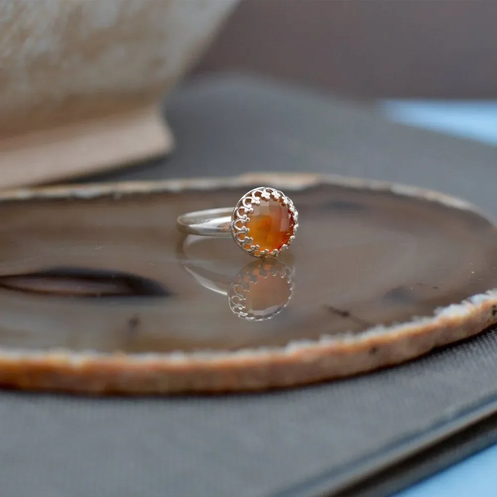 𝅺Sterling Silver Carnelian Ring